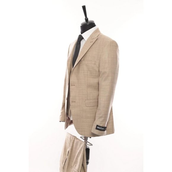 Derman Double Breasted Ecru Patterned Fabric 3 Pieces Suit - Picture 4 of 5